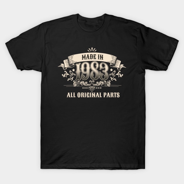 40 Years Old Made In 1983 All Original Parts T-Shirt by star trek fanart and more